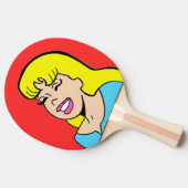 Blondes Bomben-Comic-StreifenPing Pong Paddel Tischtennis Schläger (Seitenansicht)