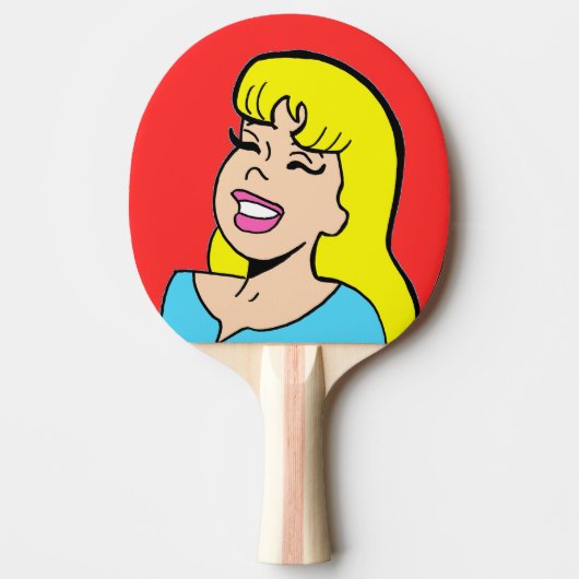 Blondes Bomben-Comic-StreifenPing Pong Paddel Tischtennis Schläger (Vorderseite)