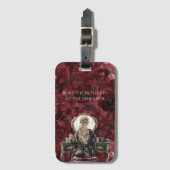Blondes Boudoir-Burgunder-Blumenmuster Gepäckanhänger (Vorderseite Vertikal)