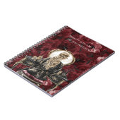 Blondes Boudoir-Burgunder-Blumenmuster Notizblock (Linke Seite)