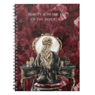 Blondes Boudoir-Burgunder-Blumenmuster Notizblock