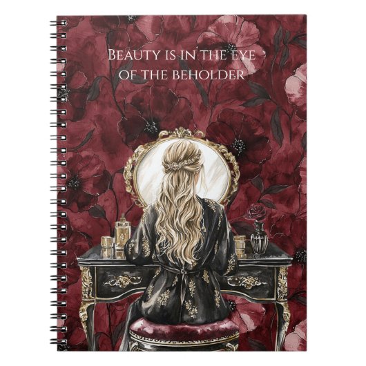 Blondes Boudoir-Burgunder-Blumenmuster Notizblock (Vorderseite)