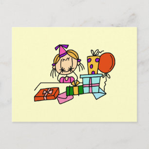Blondes Geburtstagsmädchen mit Geschenken T-Shirts Postkarte