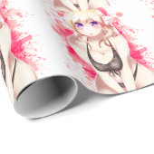 Blondes Haar-Bikini-Pelzmädchen Geschenkpapier (Rolleneckpunkt)