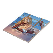 Blondes Haar, blaue mit Augen Fliese (Seite)