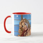 Blondes Haar, blaue mit Augen Tasse (Links)