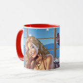 Blondes Haar, blaue mit Augen Tasse (Vorderseite Links)