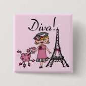 Blondes Haar-Diva Button (Vorderseite)