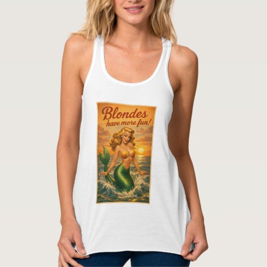 Blondes Have More Fun | Retro Pin-Up Mermaid Art Tank Top (Vorderseite)