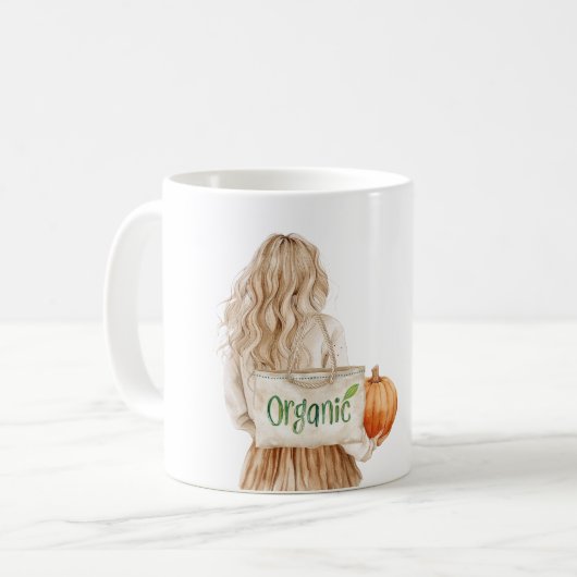 Blondes Mädchen Bauernmarkt Bio- Kaffeetasse (Vorderseite Links)