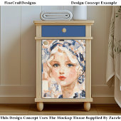 Blondes Mädchen, Blau & Creme Patchwork EC2L Decou Seidenpapier