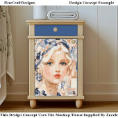Blondes Mädchen, Blau & Creme Patchwork EC2R Decou Seidenpapier