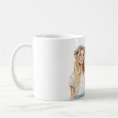 Blondes Mädchen Blumen im Haar Kaffeetasse (Links)