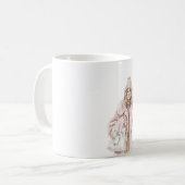 Blondes Mädchen Blush Rosa Hut Jacke Kaffeetasse (Vorderseite Links)