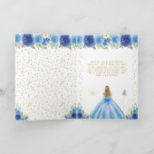 Blondes Mädchen mit blauem Blumenmuster Süße Sechz Karte (Innenseite)