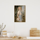 Blondes Mädchen mit einer Siamkatze Poster (Küche)