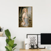 Blondes Mädchen mit einer Siamkatze Poster (Heimbüro)