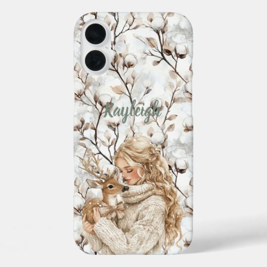 Blondes Mädchen mit Reh   Case-Mate iPhone Hülle (Rückseite)