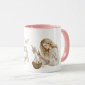 Blondes Mädchen Ostereier Schmetterlinge Tasse (VorderseiteRechts)