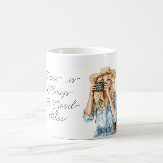 Blondes Mädchen Paris ist immer eine gute Idee Kaffeetasse (Mittel)