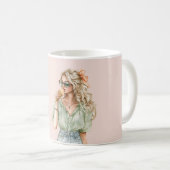 Blondes Mädchen Pfirsich-Schleife Eiscreme-Tüte Kaffeetasse (VorderseiteRechts)