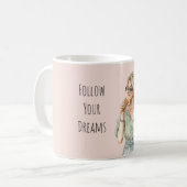 Blondes Mädchen Pfirsich-Schleife Eiscreme-Tüte Kaffeetasse (Vorderseite Links)