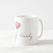 Blondes Mädchen rote Herzen Bluse Kaffeetasse (VorderseiteRechts)