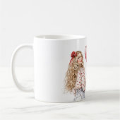 Blondes Mädchen rote Herzen Bluse Kaffeetasse (Links)