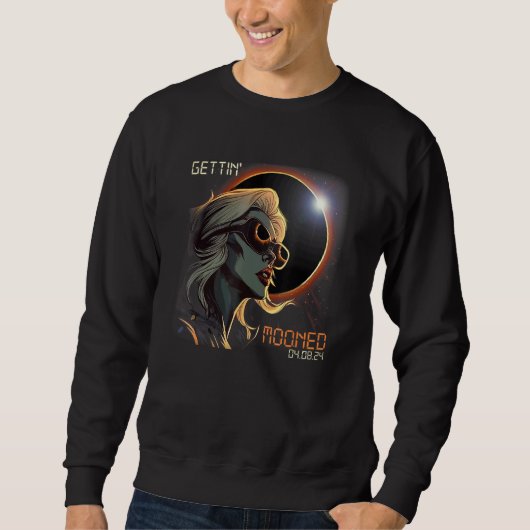 Blondes Mädchen Totale Sonnenfinsternis Wird Monds Sweatshirt (Vorderseite)
