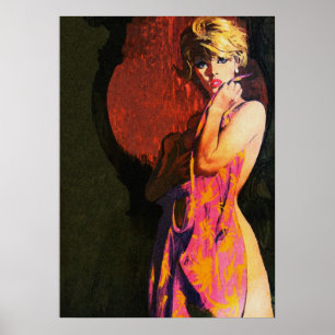Blondes Mädchen und Spiegel Vintage-Pulp-Cover-Art Poster