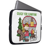 Blondes Mädchen verrückt für Camping Laptopschutzhülle (Vorne Rechts)