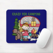 Blondes Mädchen verrückt für Camping Mousepad (Mit Mouse)
