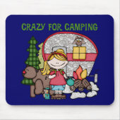 Blondes Mädchen verrückt für Camping Mousepad (Vorne)