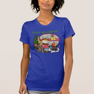 Blondes Mädchen verrückt für Camping T-Shirt