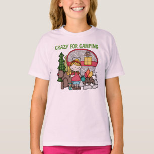 Blondes Mädchen verrückt für Camping T-Shirt