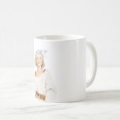 Blondes Mädchen weißer Pullover Kaffeetasse (VorderseiteRechts)