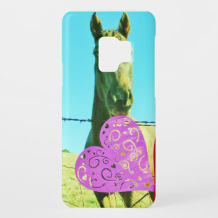 Blondes Pferd und rosa und rote Herzen Case-Mate Samsung Galaxy S9 Hülle