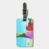 Blondes Pferd und rosa und rote Herzen Gepäckanhänger (Vorderseite vertikal)