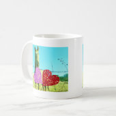 Blondes Pferd und rosa und rote Herzen Kaffeetasse (Vorderseite Links)
