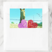 Blondes Pferd und rosa und rote Herzen Rechteckiger Aufkleber (Tasche)
