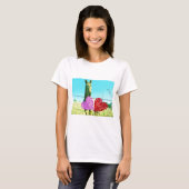 Blondes Pferd und rosa und rote Herzen T-Shirt (Vorne ganz)