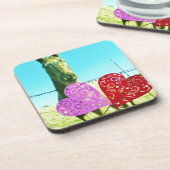 Blondes Pferd und rosa und rote Herzen Untersetzer (Linke Seite)