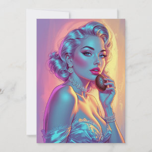 Blondes Pin-Up-Schokoladenei Feiertagskarte