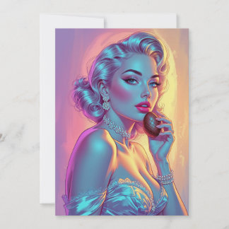 Blondes Pin-Up-Schokoladenei Feiertagskarte