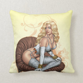Blondes Pinup-Mädchen in der Wäsche durch Al Rio Kissen
