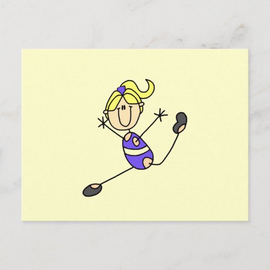Blondes Turn-T-Shirt-Mädchen Postkarte (Vorderseite)