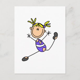 Blondes Turnschürzen-Mädchen T-Shirts und Geschenk Postkarte