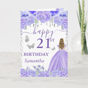 Blondhaarige Prinzessin Lila Kleid Geburtstag Karte