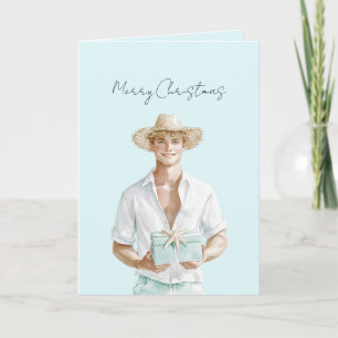 Blondhaariger Mann Weihnachten   Karte