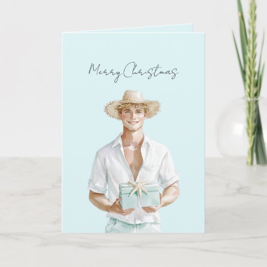 Blondhaariger Mann Weihnachten   Karte (Vorderseite)